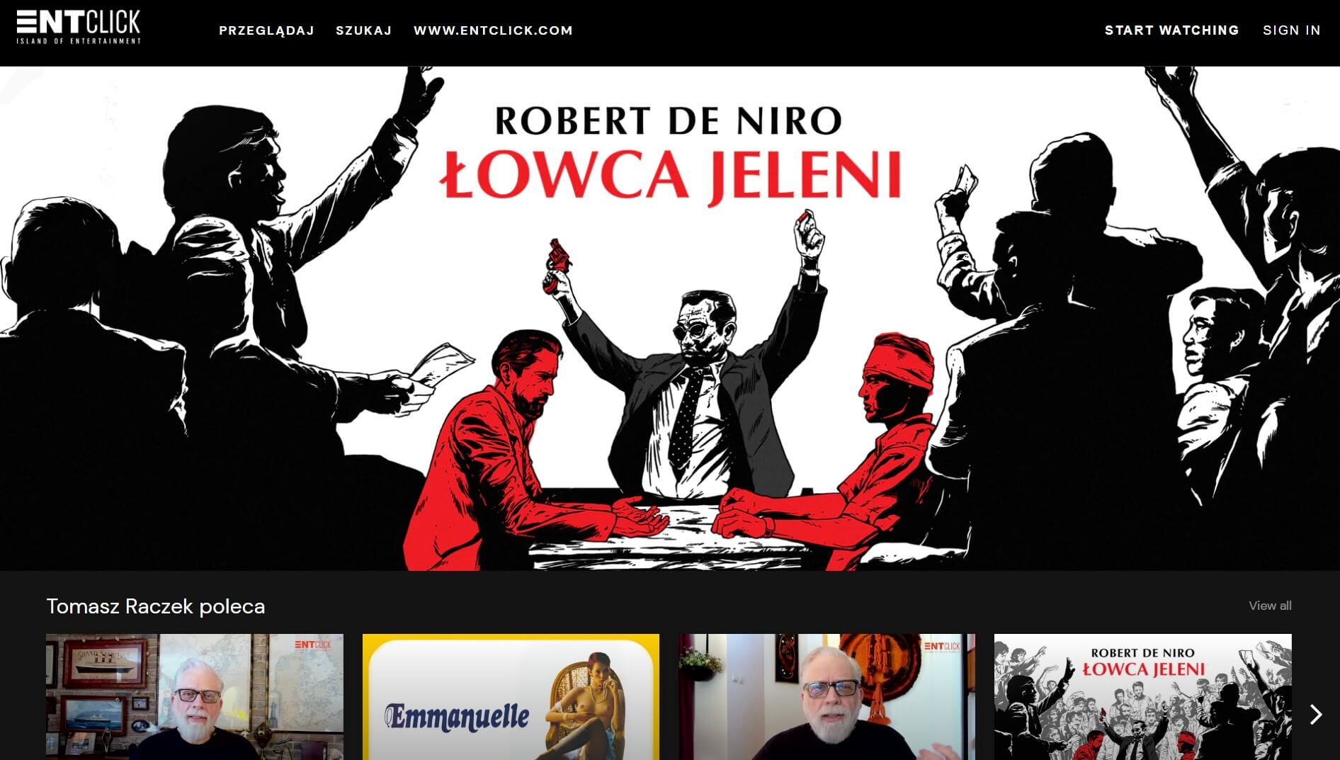 zrzut ekranu strony Entclick, źródło: entclick.com