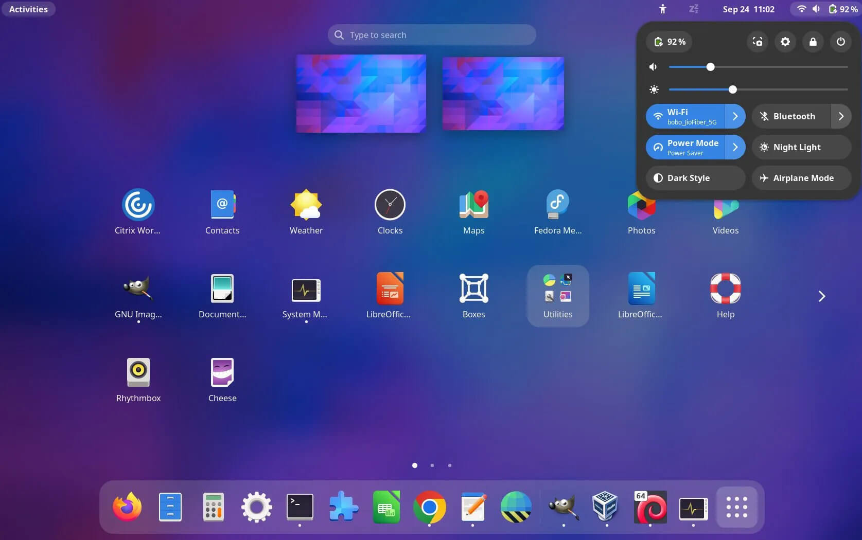 Zrzut ekranu Linuksa z GNOME